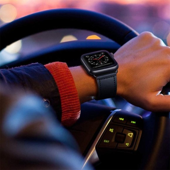 NEW[BAND] NAVY Genuine Leather For Apple Watch - Picture 5 of 8